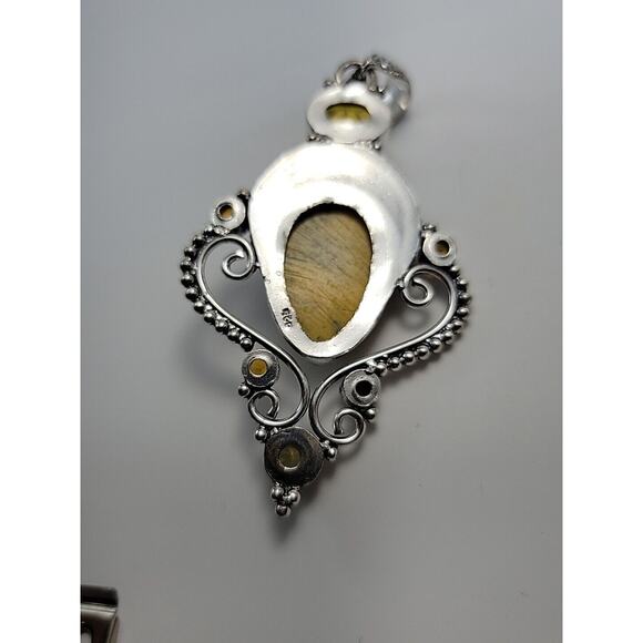 Radiant Sterling Silver Bali Goddess Pendant with Citrine and Smoky Quartz - Picture 9 of 9